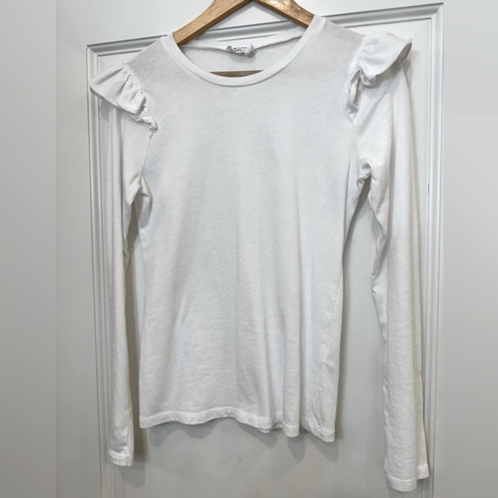 Frame denim long sleeve t shirt ruffle sleeves - Picture 2 of 5